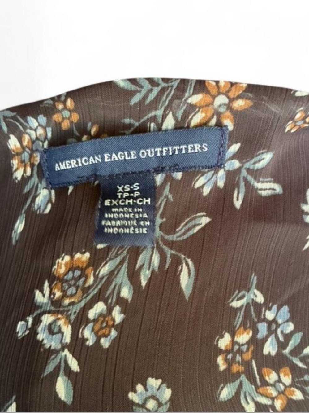 Boho Cottagecore American Eagle Dark Chocolate Brown Floral Ruffle Sleeve Kimono - Picture 4 of 4